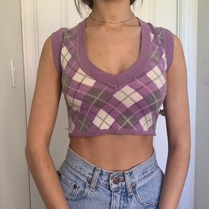 Cropped argyle vest size XS